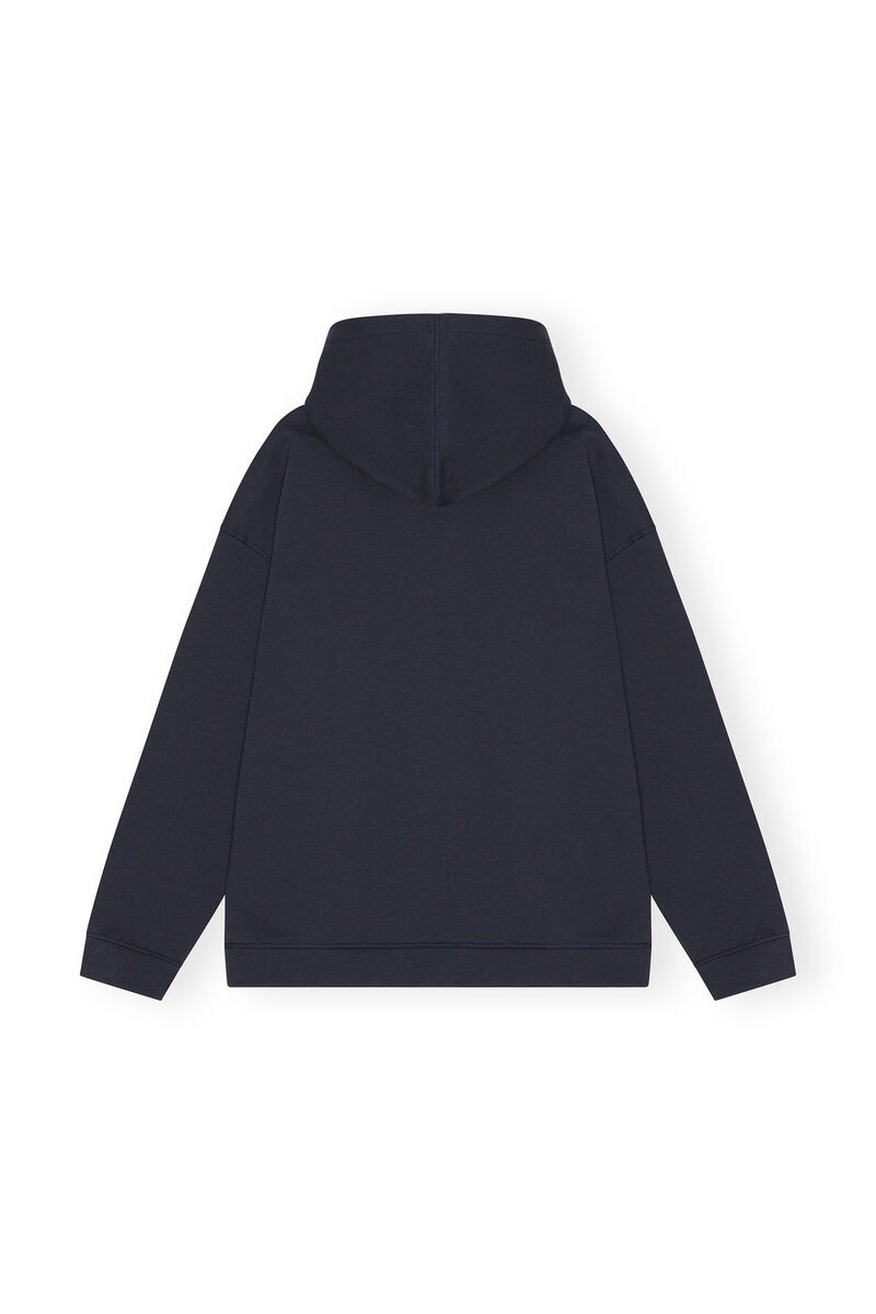 Blue Oversized Isoli Flower Hoodie, Cotton, in colour Sky Captain - 2 - GANNI