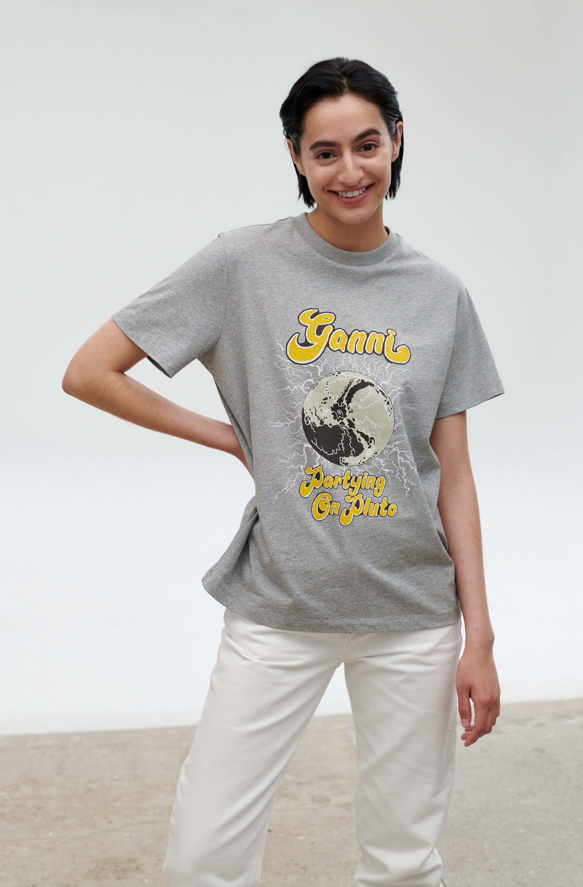 Ganni t shirt grey clearance