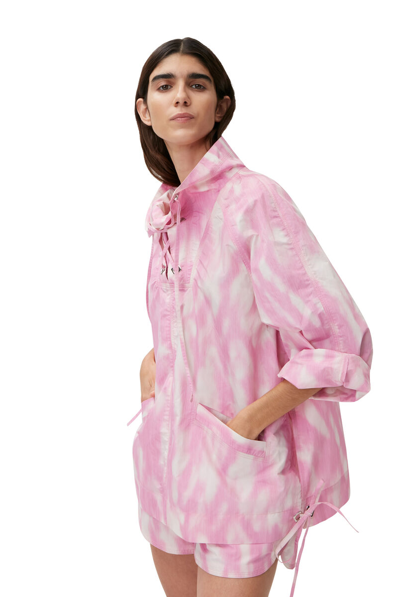 Anorakkjakke i teknisk stoff, Polyester, in colour Dreamy Daze Phlox Pink - 3 - GANNI