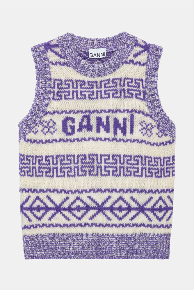 Purple Lambswool O-neck Vest, Simply Purple