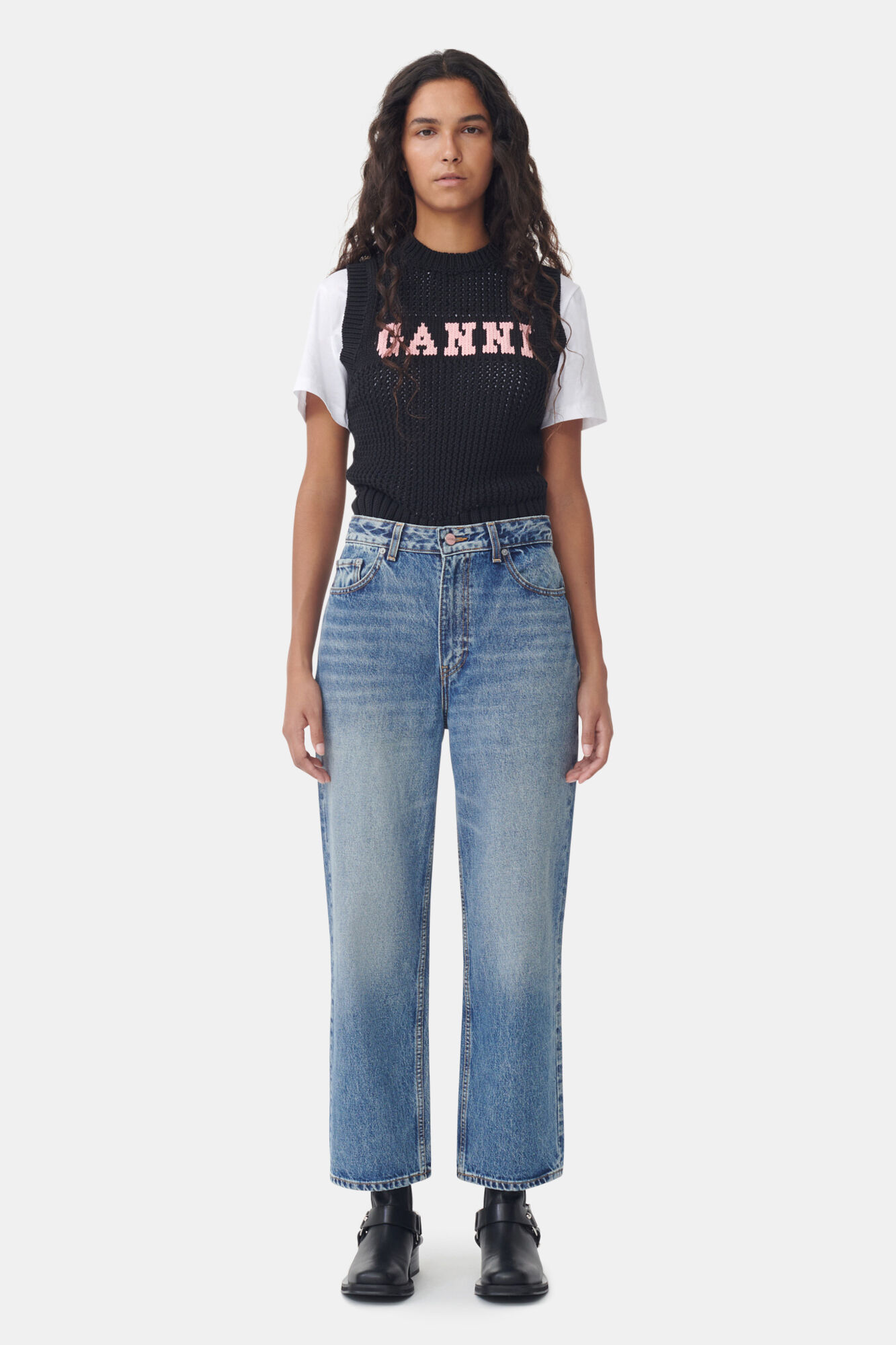 Mid Blue Vintage Misy Jeans, Cotton, in colour Mid Blue Vintage - 1 - GANNI