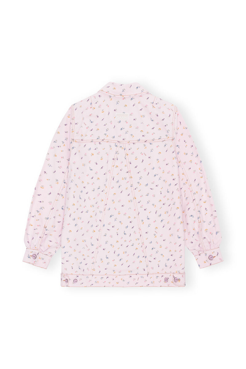 Oversize-Jeansjacke mit Blumenprint , Cotton, in colour Pink Tulle - 2 - GANNI