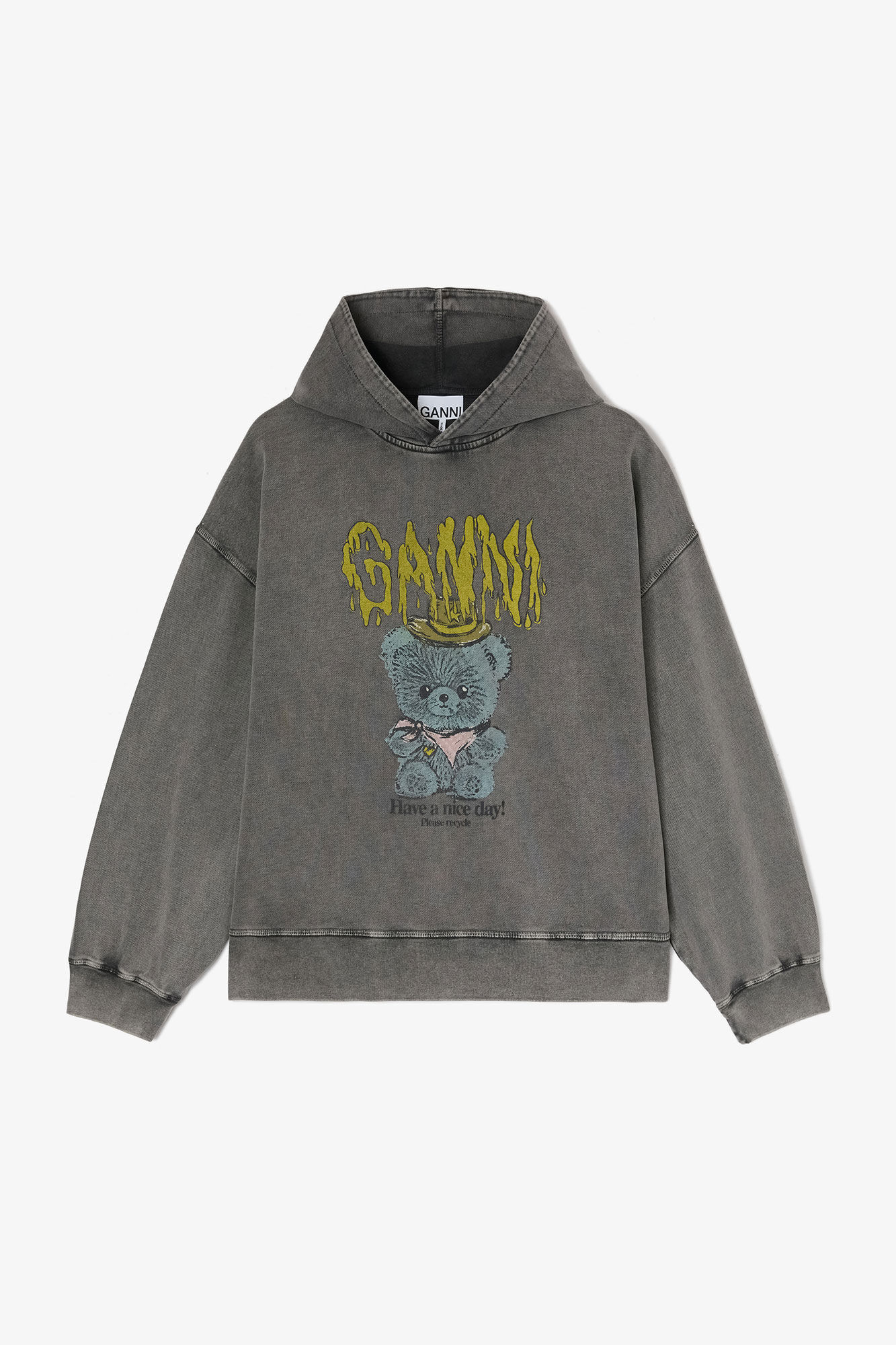 Vintage Wash Hoodie, in colour Black Washed - 1 - GANNI