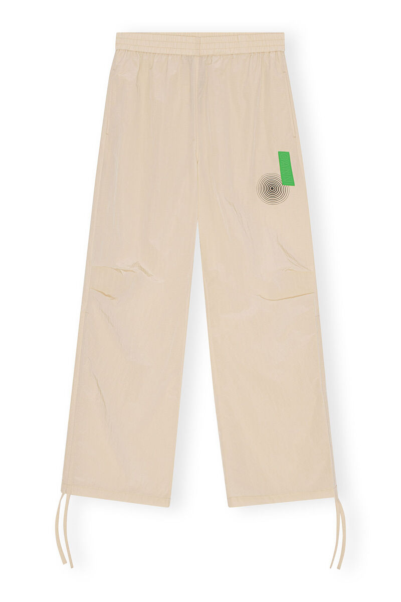 Light Tech Drawstring Pants, Nylon, in colour Biscotti - 1 - GANNI