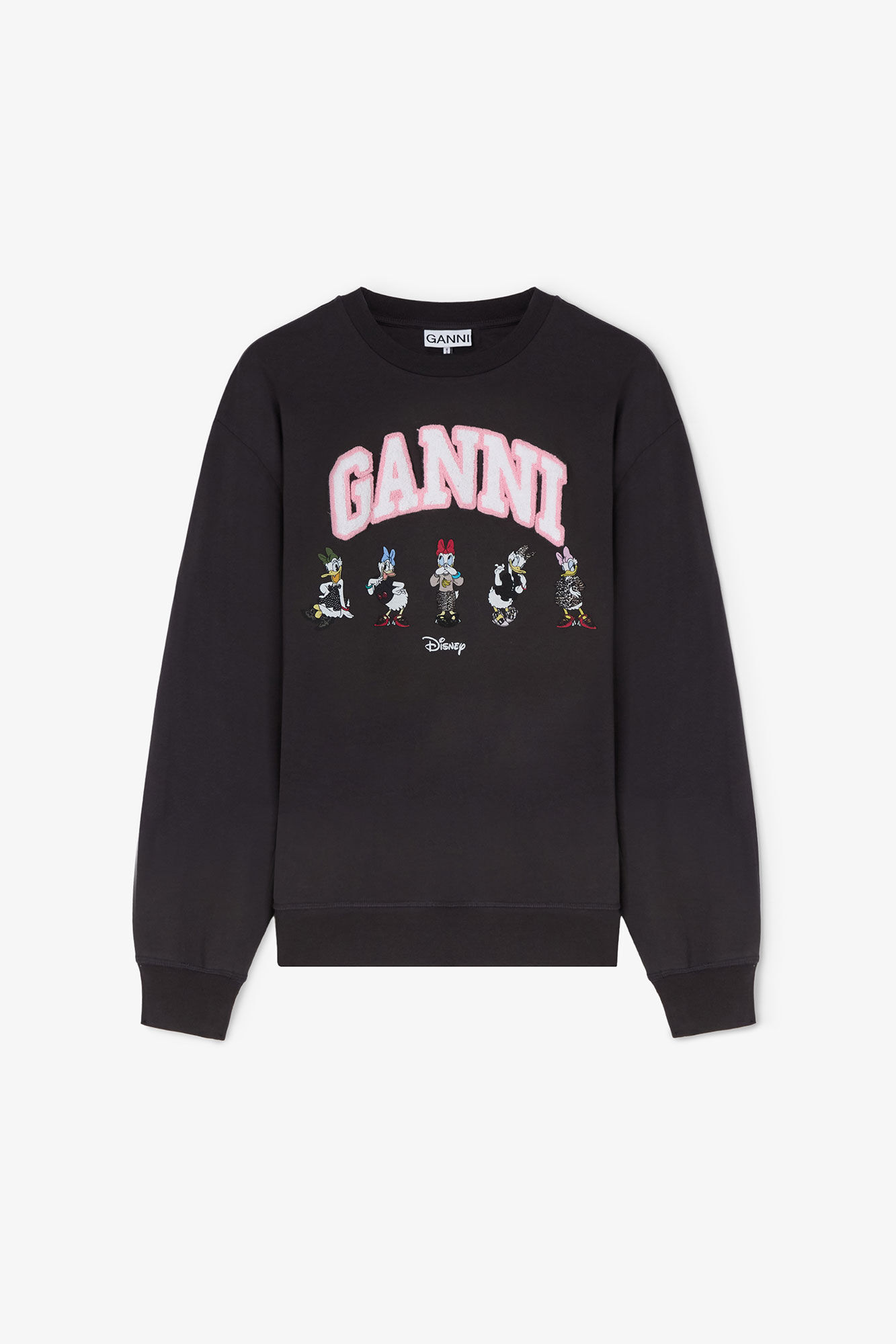 GANNI x Disney Daisy Duck Black Sweatshirt, in colour Phantom - 1 - GANNI