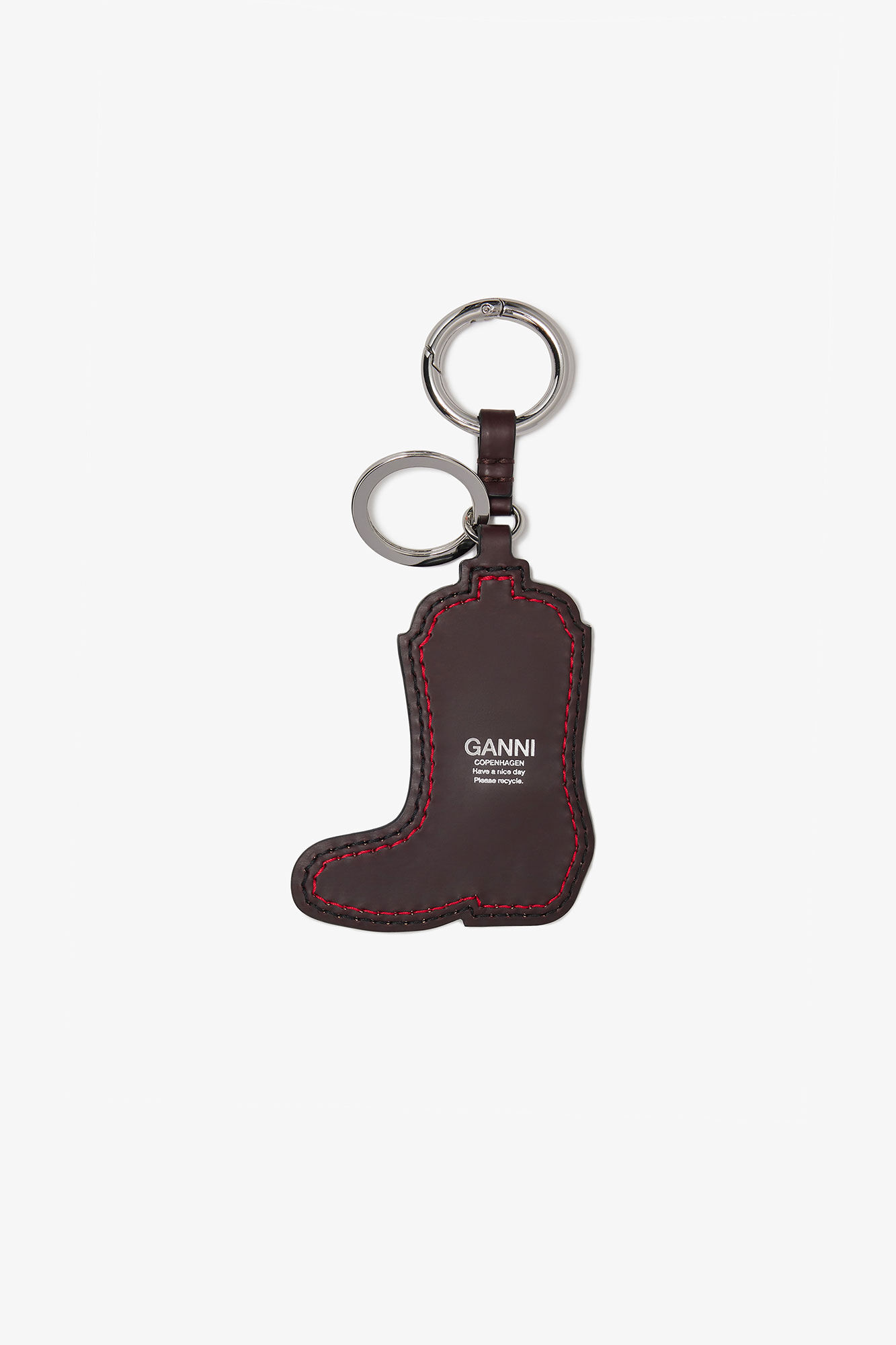 Red Western Boot Keyring, Polyester, in colour Black/Dark Burgundy - 2 - GANNI