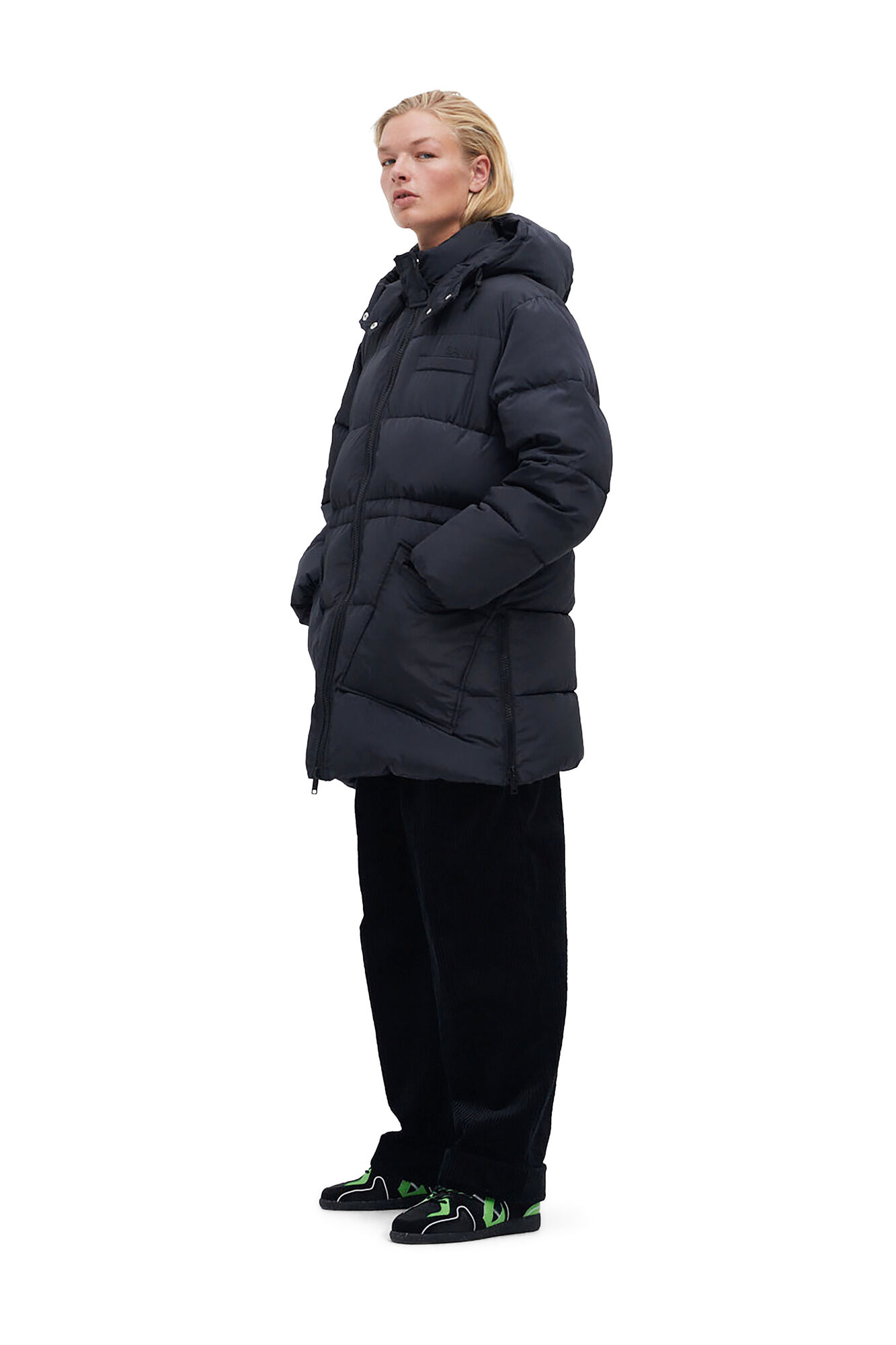 ganni.com | Oversized Midi Jacket in Puffer Style Made from recycled