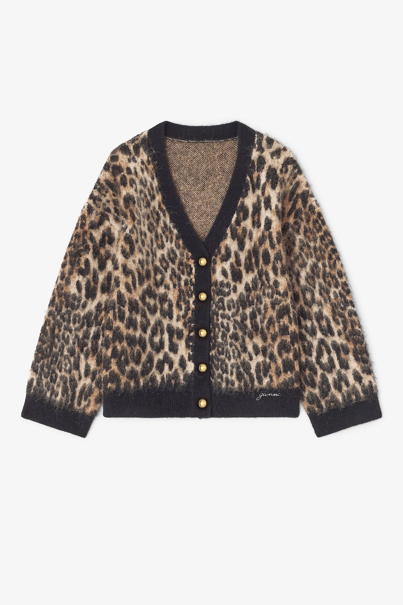 Leopard Leopard V-neck Cardigan | GANNI US