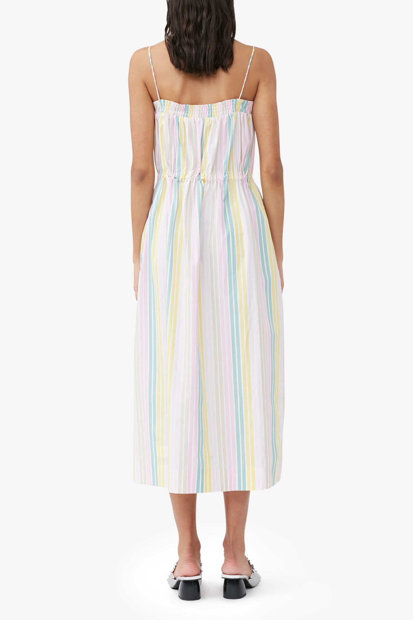 Stripe Cotton Maxi Strap Dress, Organic Cotton, in colour Multicolour - 2 - GANNI