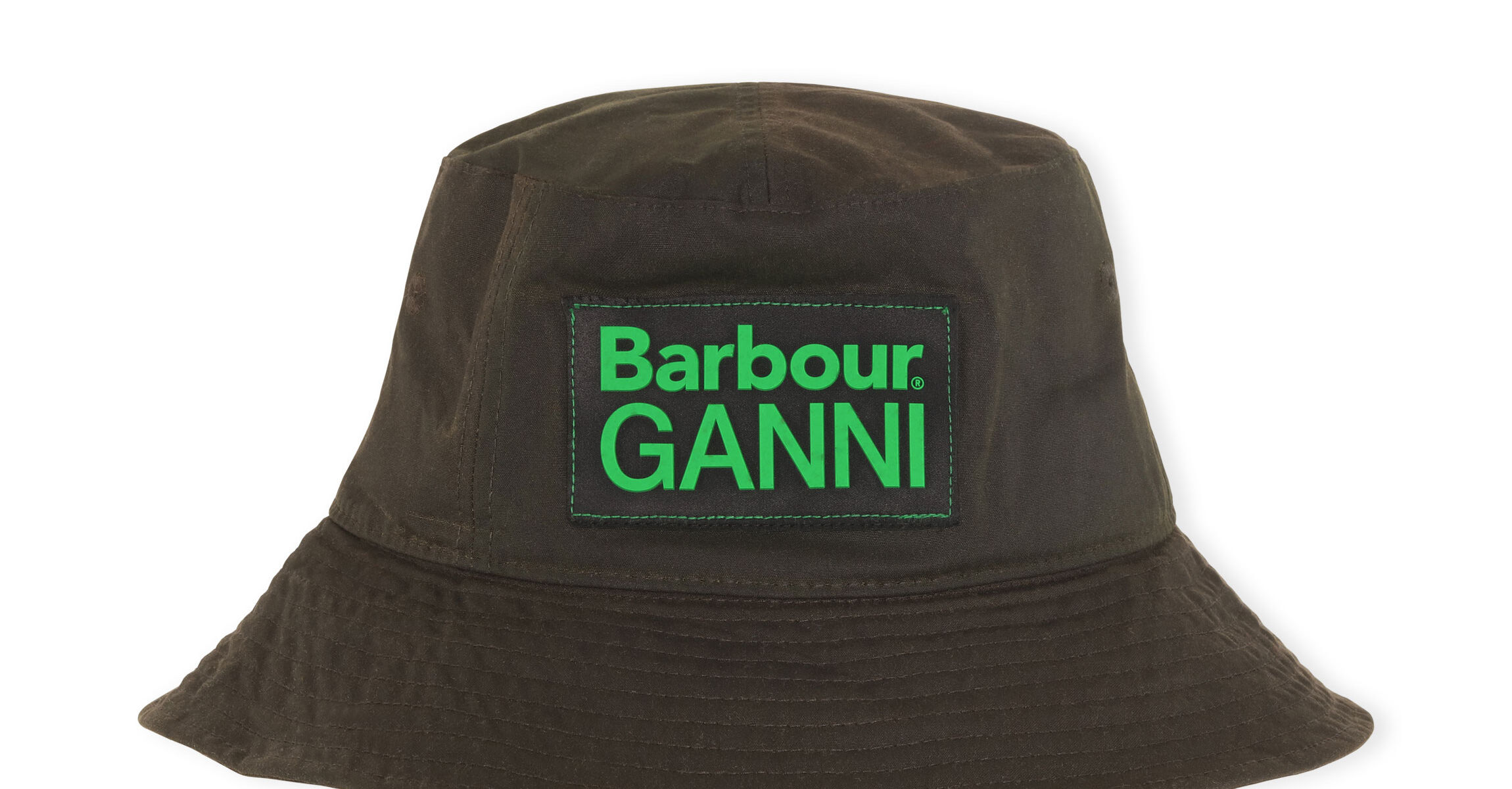 GANNI X Barbour Bøllehat , Cotton, in colour Dark Green - 1 - GANNI
