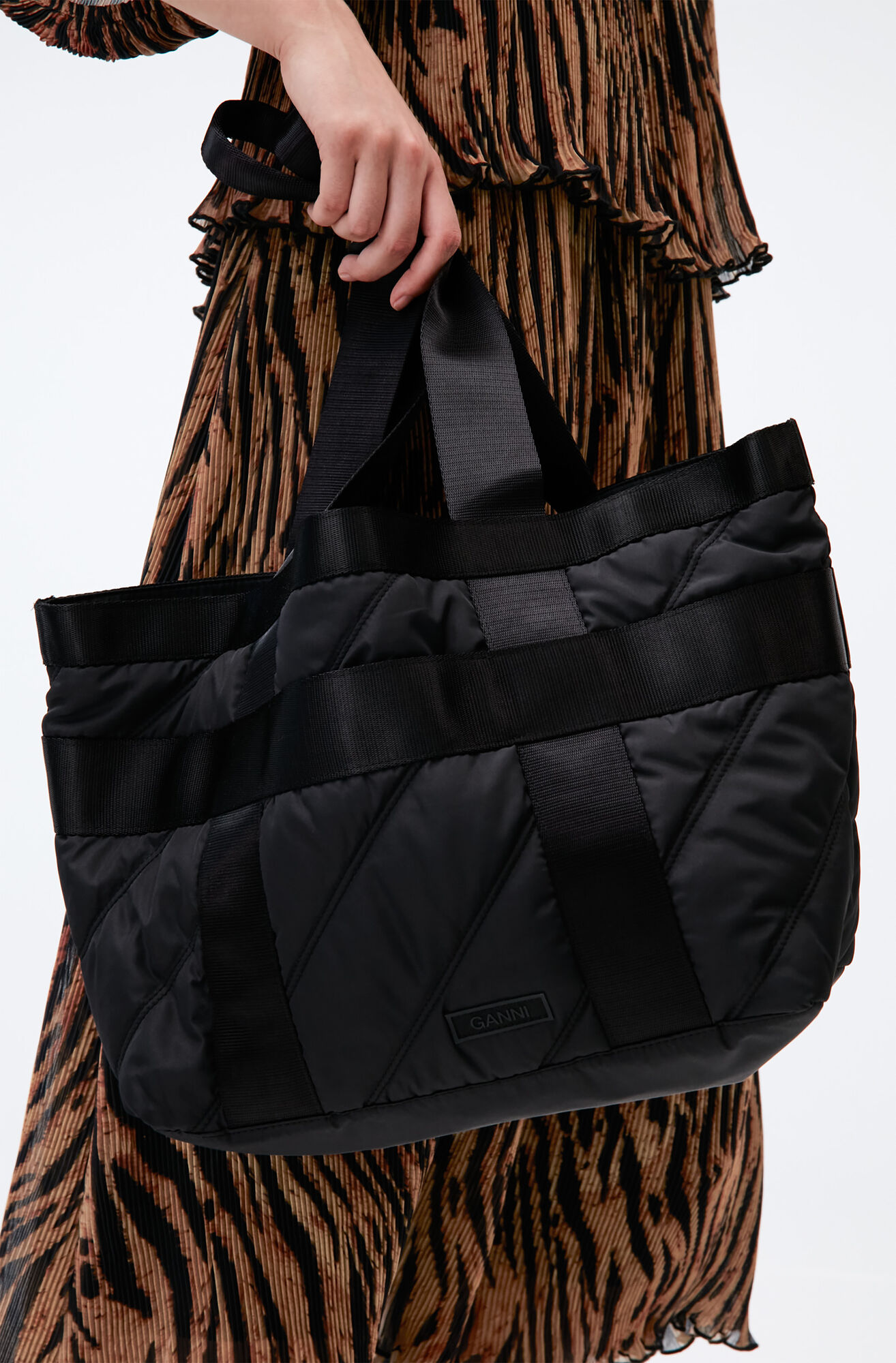 Recycled Tote, Polyester, in colour Black - 2 - GANNI