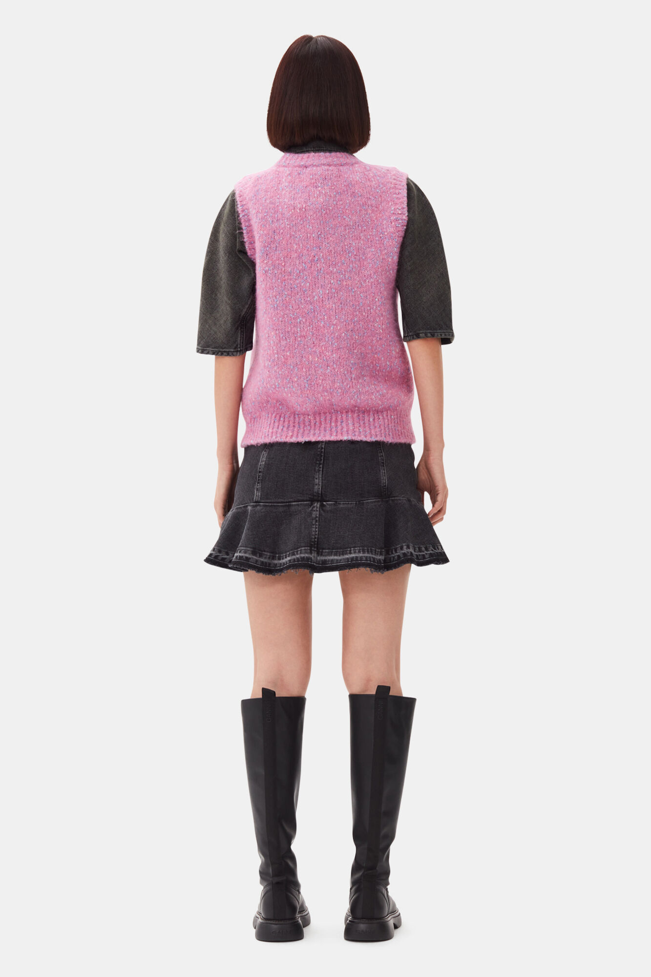 Pink Knit Vest, Alpaca, in colour Rose Violet - 4 - GANNI