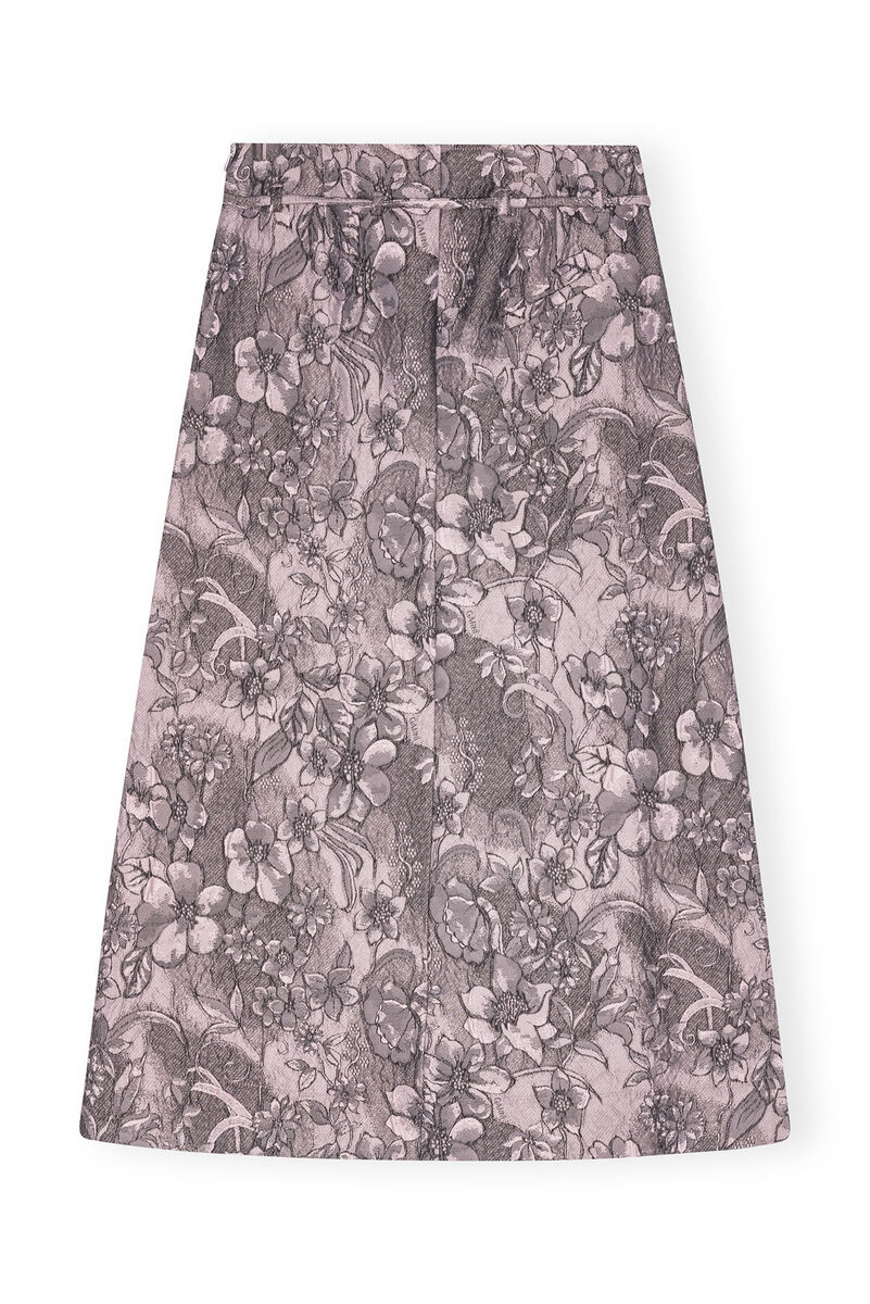 Rippled Jacquard Long Slit Skirt, Elastane, in colour Black Lotus - 2 - GANNI