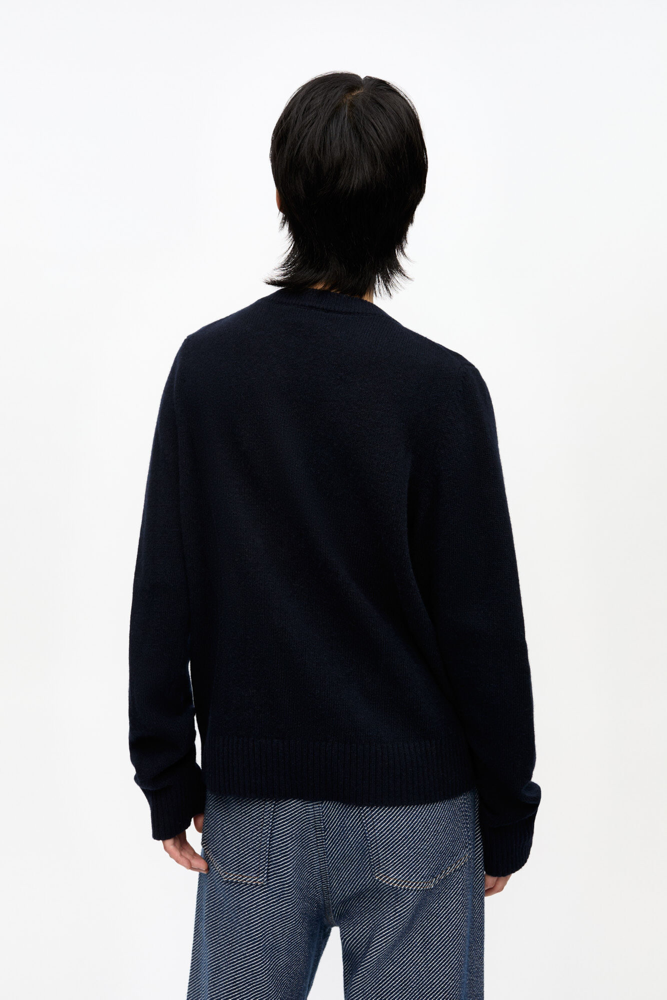 Dark Blue Graphic Wool Mix Baseball Sweater | GANNI US
