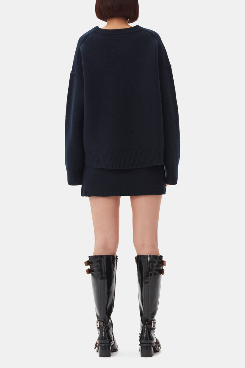 Dark Blue Wool Sweater, Wool, in colour Sky Captain - 4 - GANNI