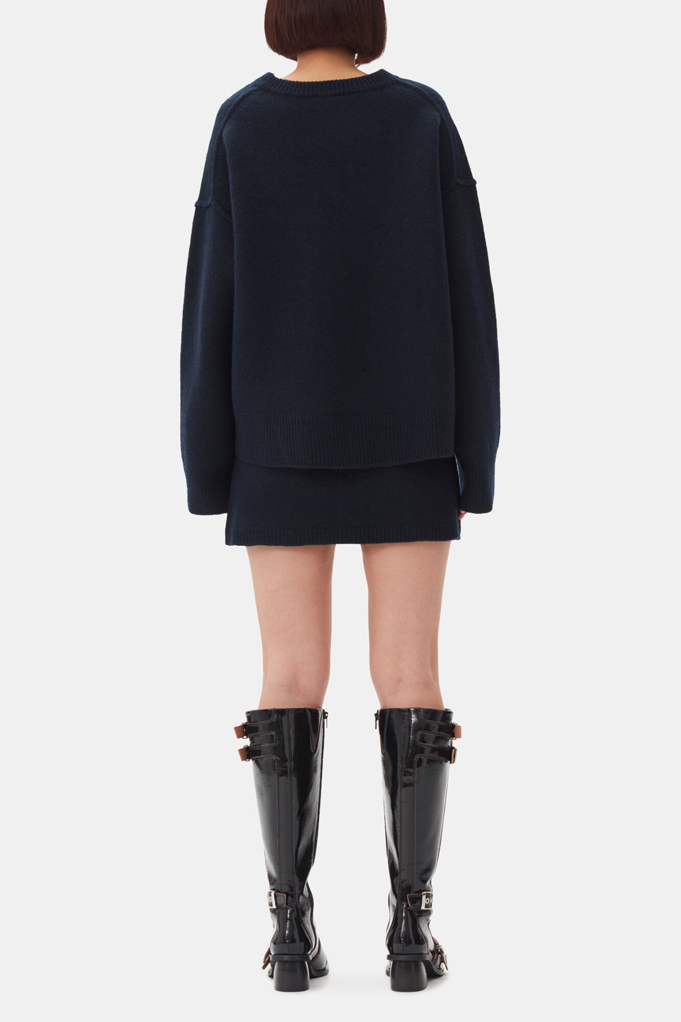 Dark Blue Wool Sweater, Wool, in colour Sky Captain - 4 - GANNI