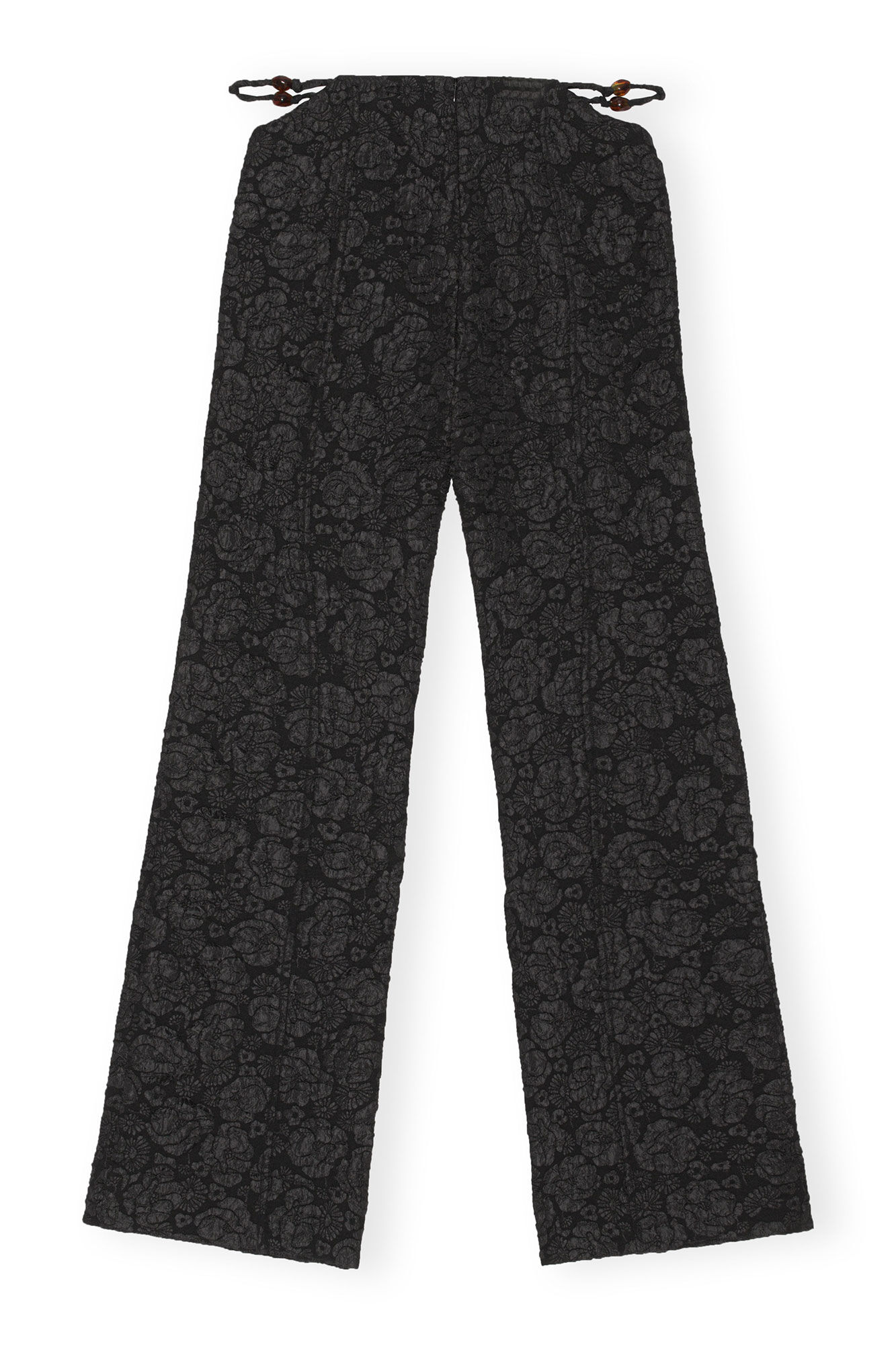 Stretch Jacquard Flared Pants, Polyester, in colour Black - 2 - GANNI