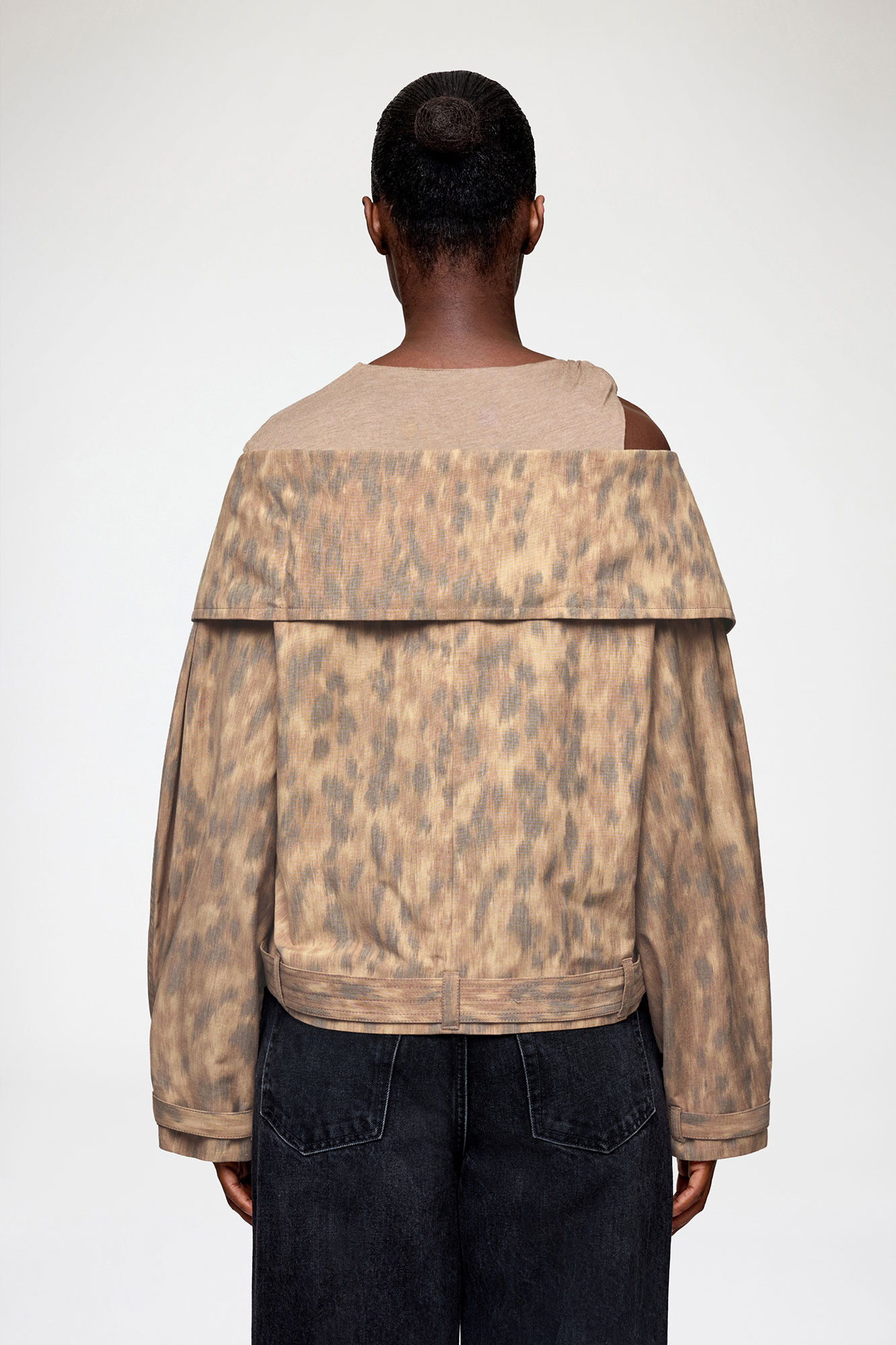 Jacket in Printed Cotton, Elastane, in colour Burro - 2 - GANNI