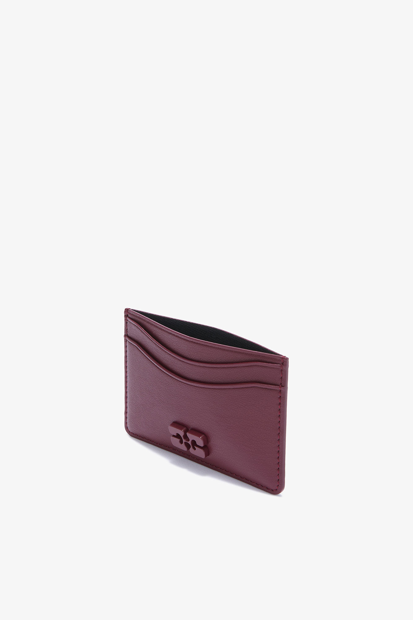 Bou Card Holder in Burgundy, in colour Burgundy - 3 - GANNI