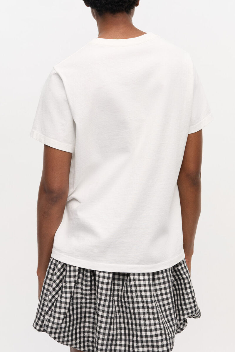 White Animal Print T-shirt, Organic Cotton, in colour Bright White - 3 - GANNI