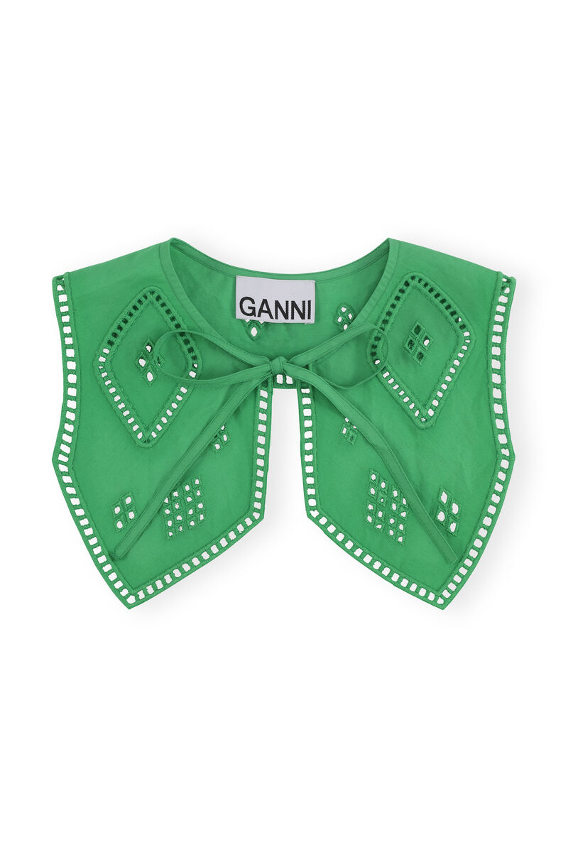 Detached Collar, Cotton, in colour Kelly Green - 1 - GANNI
