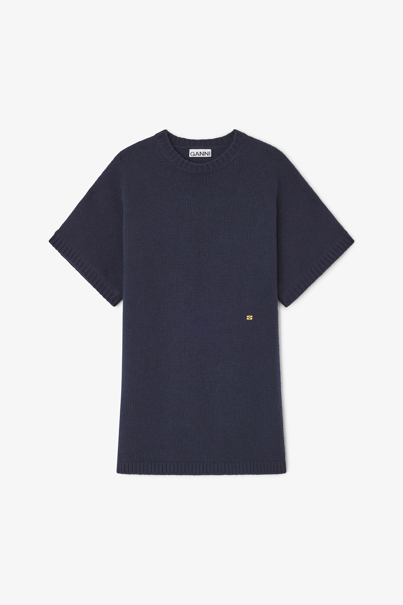 Dark Blue Wool Mix Dress, Wool, in colour Sky Captain - 1 - GANNI