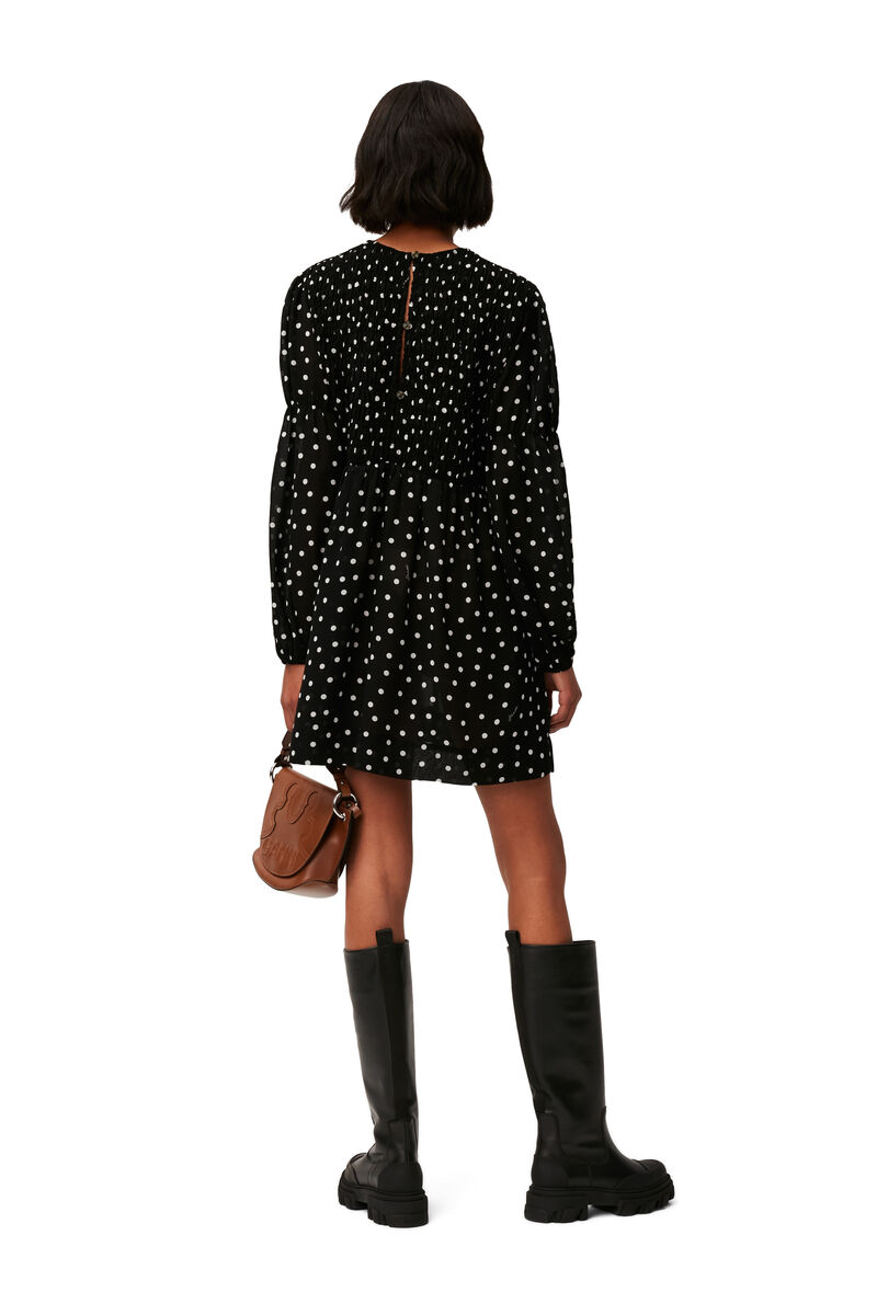 Printed Mini Dress, Recycled Polyester, in colour Black - 2 - GANNI