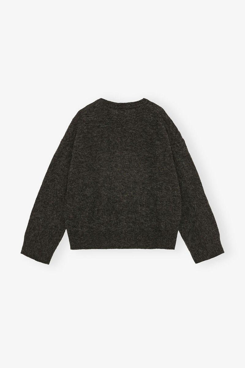 Black Banana Graphic Sweater, Alpaca, in colour Phantom - 2 - GANNI