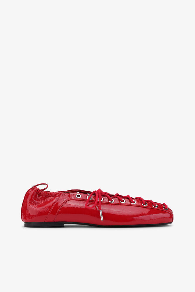 Schn&uuml;r-Ballerinas in Rot, Racing Red