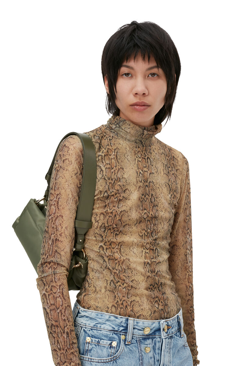 Printed Mesh Rollneck, Recycled Nylon, in colour Snake Starfish - 6 - GANNI