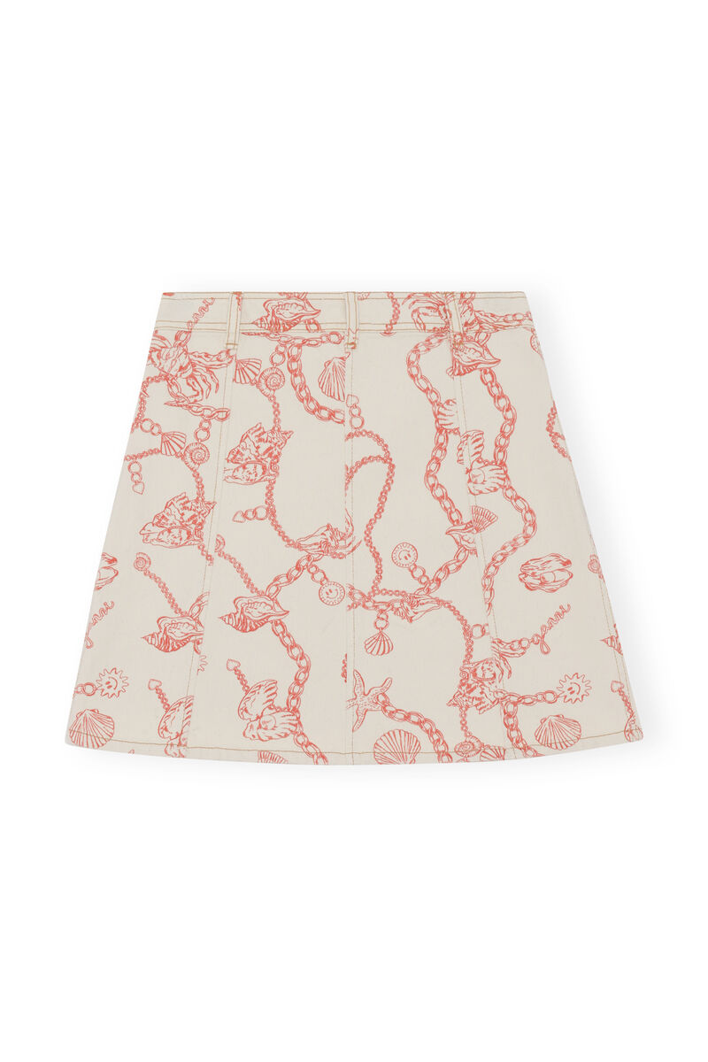 Mini Denim Skirt, Cotton, in colour Egret - 2 - GANNI