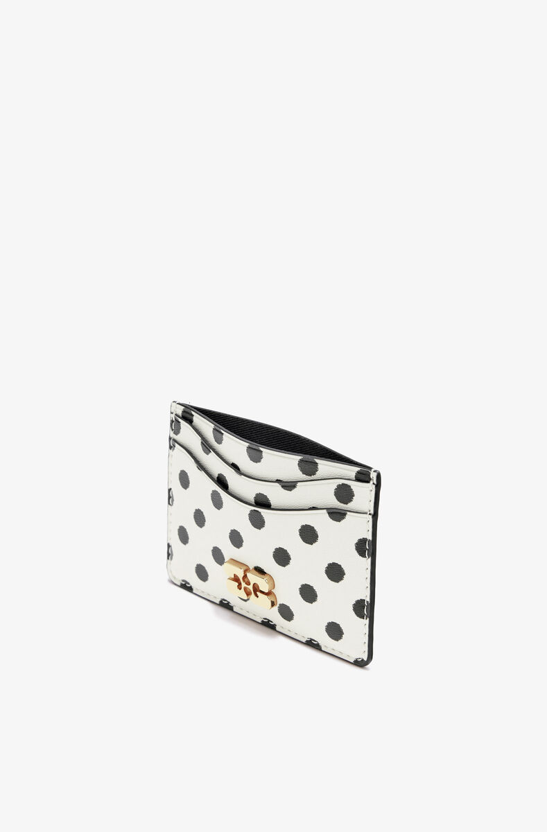 GANNI Bou Card Holder with Dots, Polyester, in colour Egret - 3 - GANNI