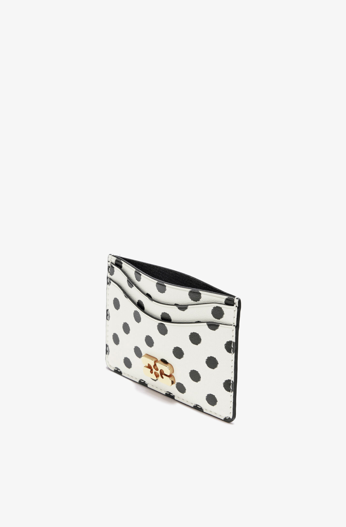 GANNI Bou Card Holder with Dots, Polyester, in colour Egret - 3 - GANNI
