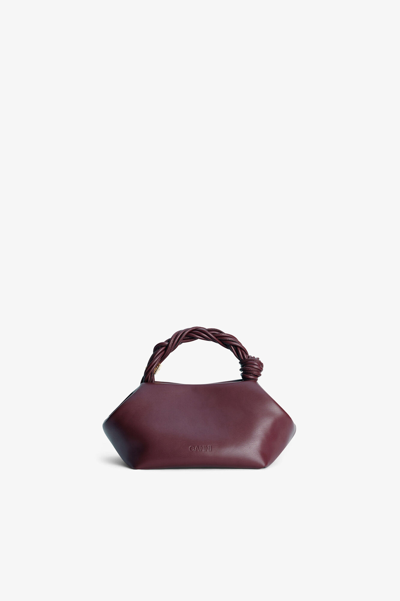 Burgundy Small Bou Bag, Recycled Leather, in colour Burgundy - 2 - GANNI