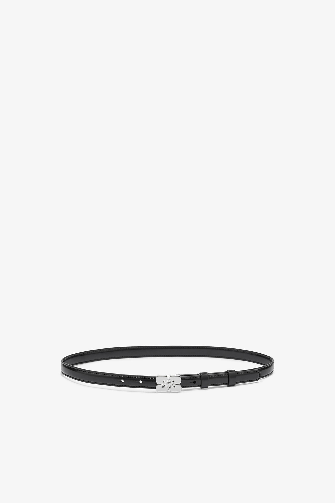 Kat Belt Small in Black Patent, Polyurethane, in colour Black - 2 - GANNI