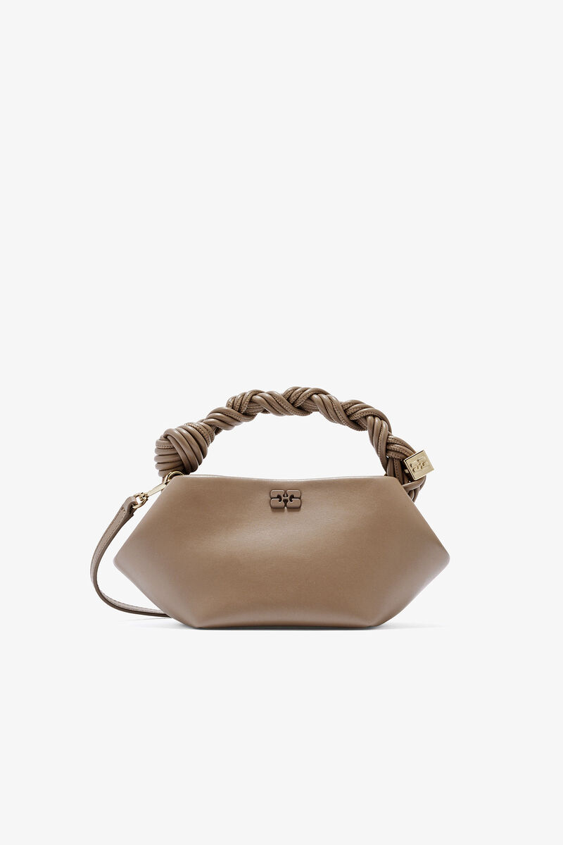 Mini Bou Bag in Brown, Recycled Leather, in colour Coca Mocha - 1 - GANNI