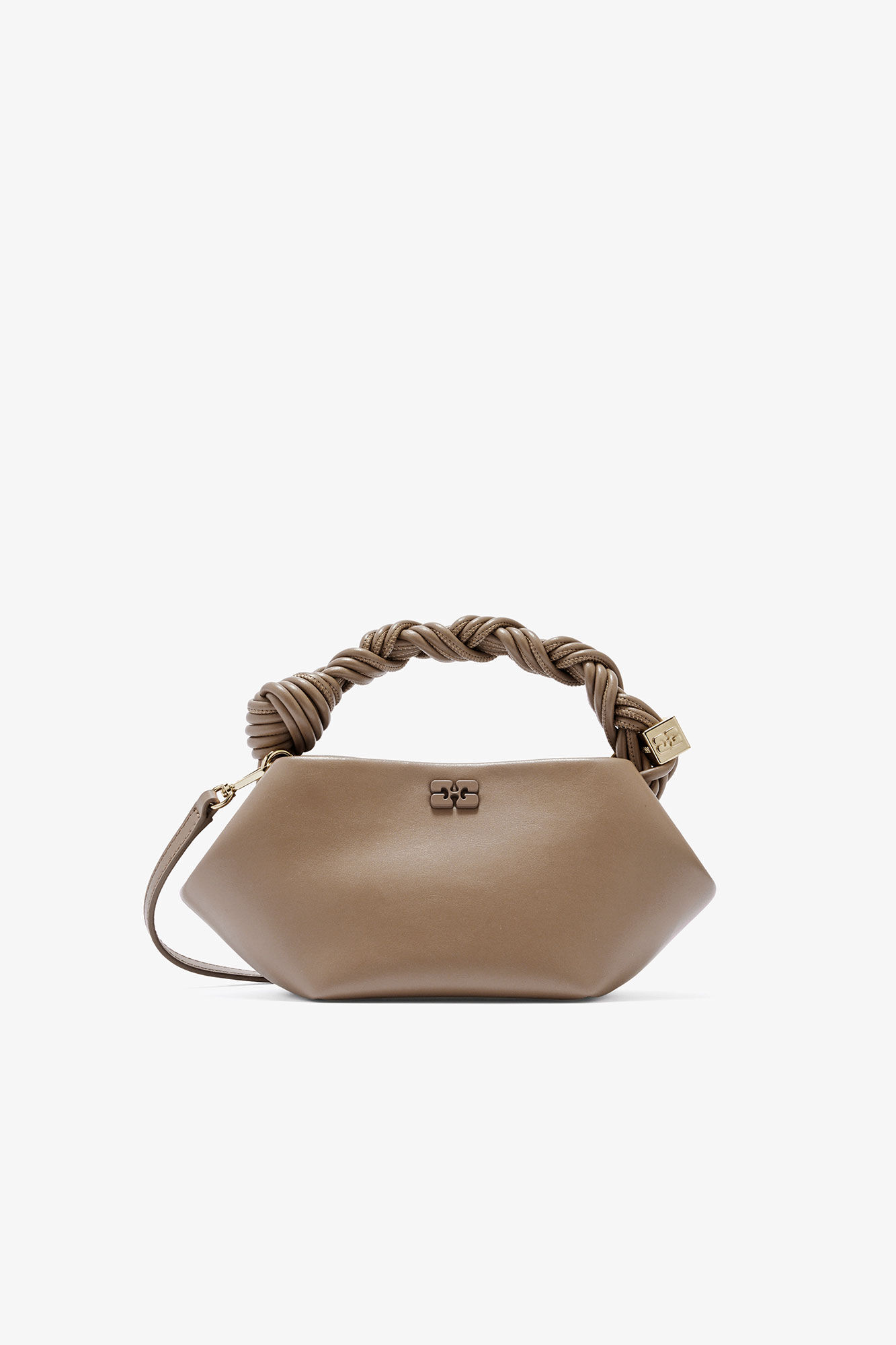 Mini Bou Bag in Brown, Recycled Leather, in colour Coca Mocha - 1 - GANNI
