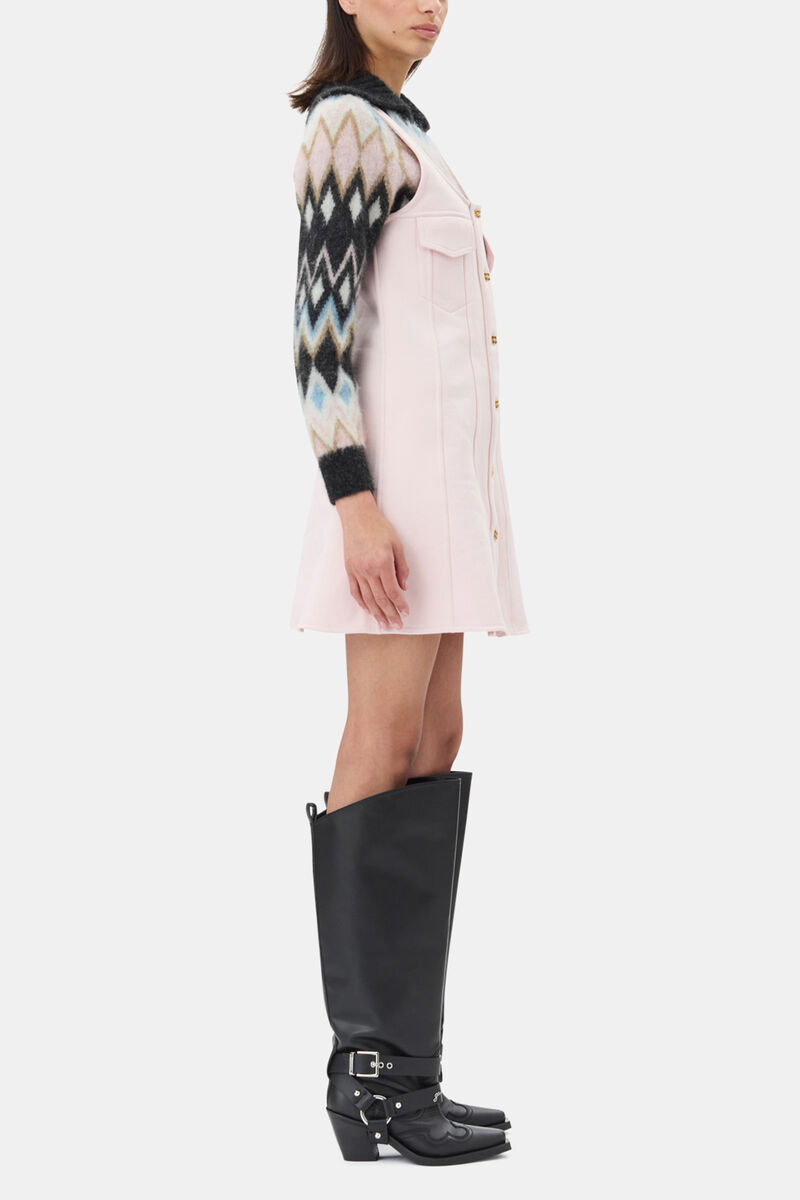 Pink Mini Dress, Organic Cotton, in colour Chalk Pink - 3 - GANNI