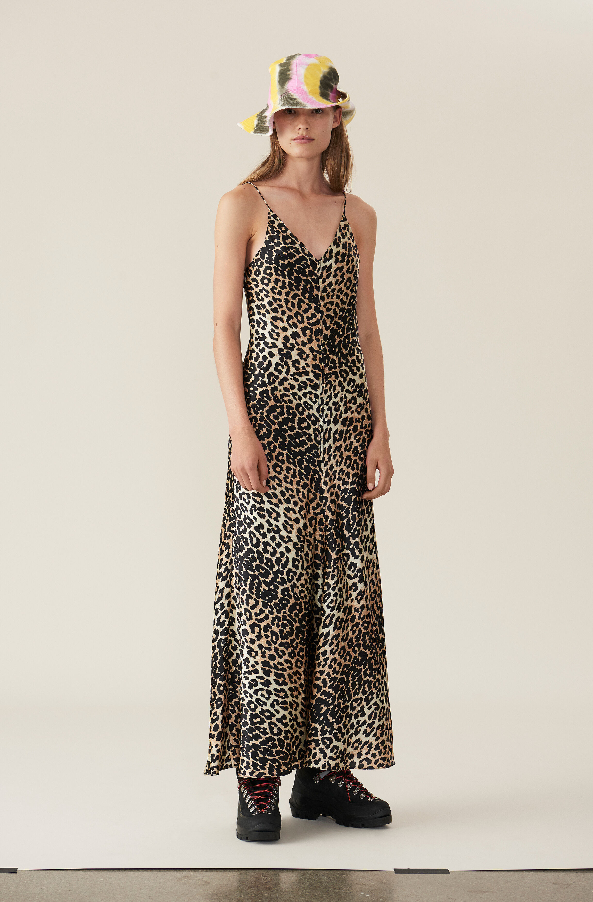 leopard silk slip dress