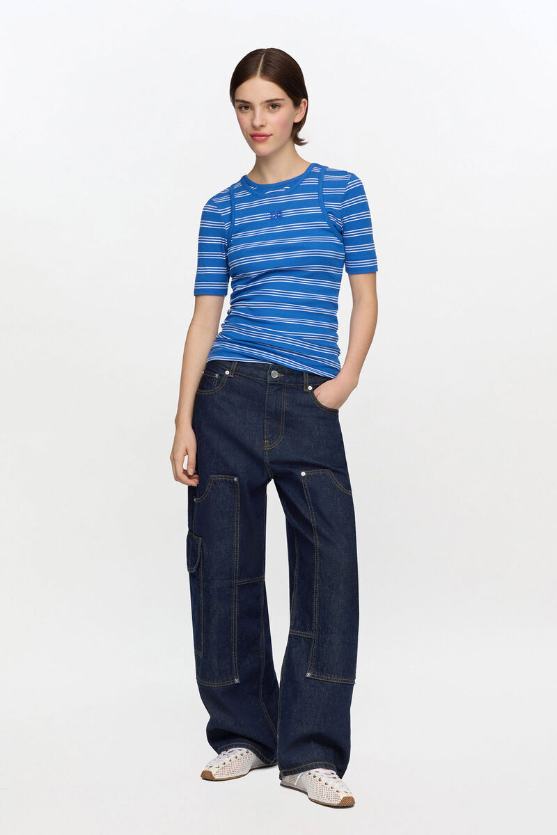 Jean fonc&eacute; Audri, Organic Cotton, in colour Rinse - 1 - GANNI