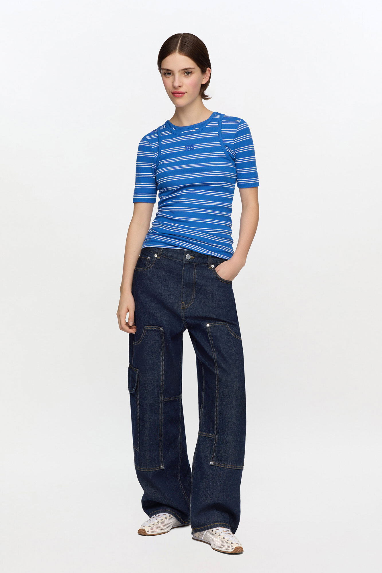 Jean fonc&eacute; Audri, Organic Cotton, in colour Rinse - 1 - GANNI