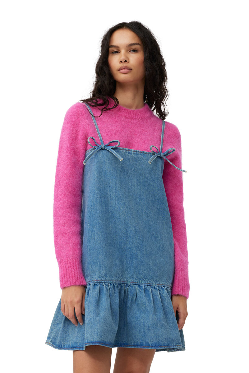 Tint Denim Mini klänning, Organic Cotton, in colour Tint Wash - 2 - GANNI
