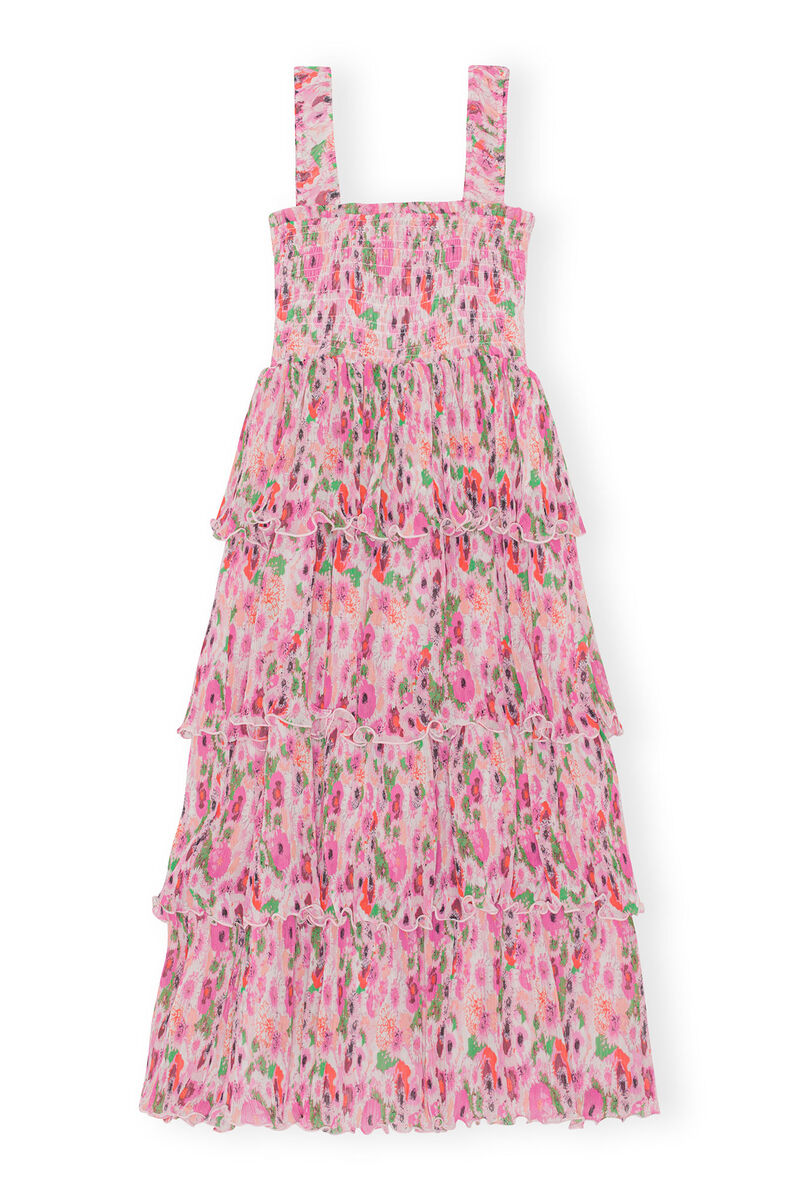 Pleated Georgette Smock Midi Dress, in colour Sugar Plum - 2 - GANNI