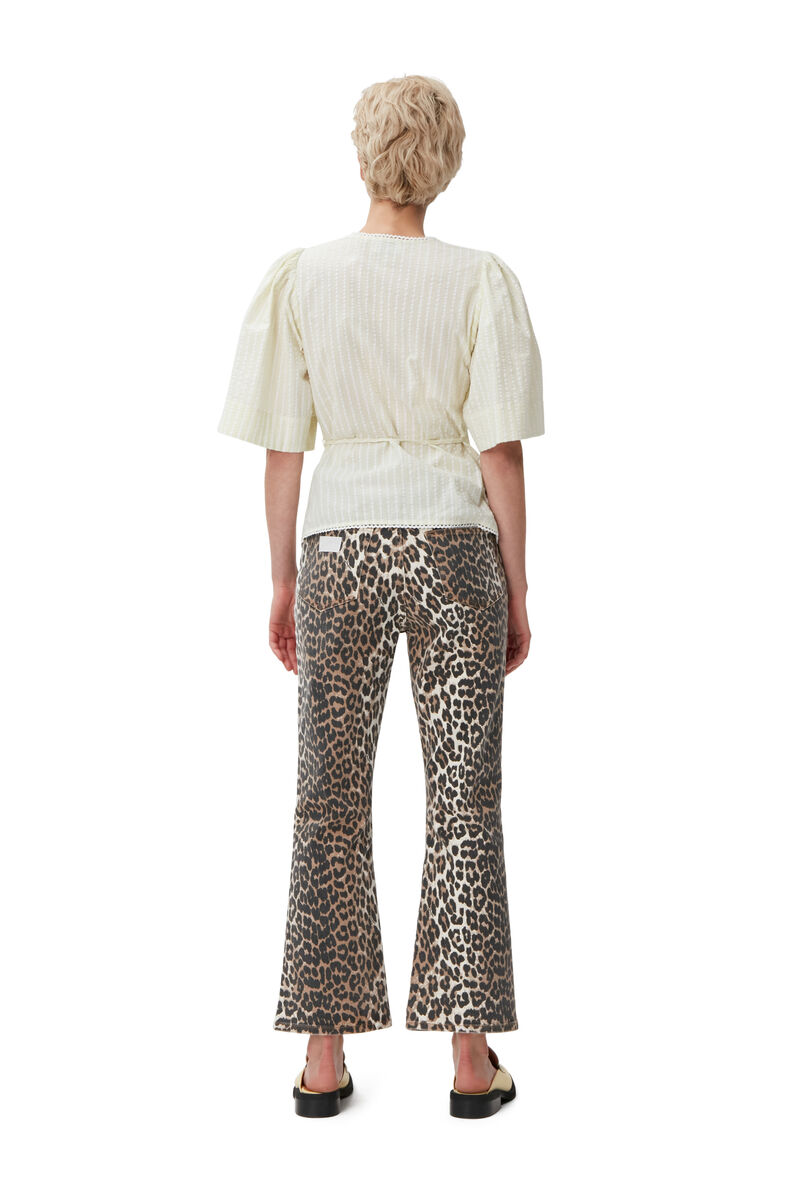 Leopard Betzy Cropped Jeans, Cotton, in colour Leopard - 5 - GANNI