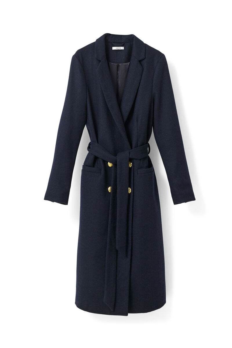 Hawthorne Wool Coat, in colour Total Eclipse - 1 - GANNI