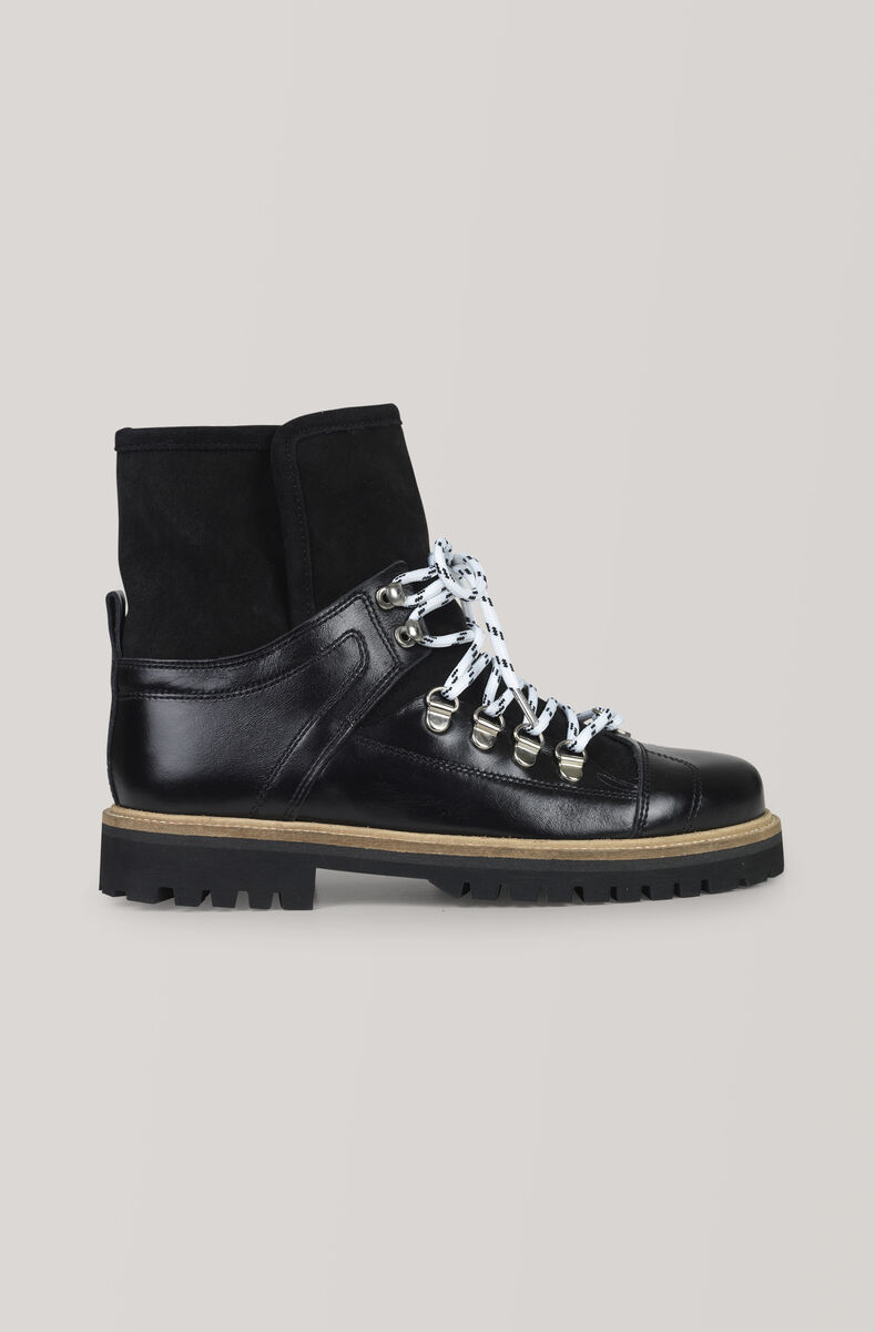 Winter Hiking Stövlar, Leather, in colour Black - 1 - GANNI