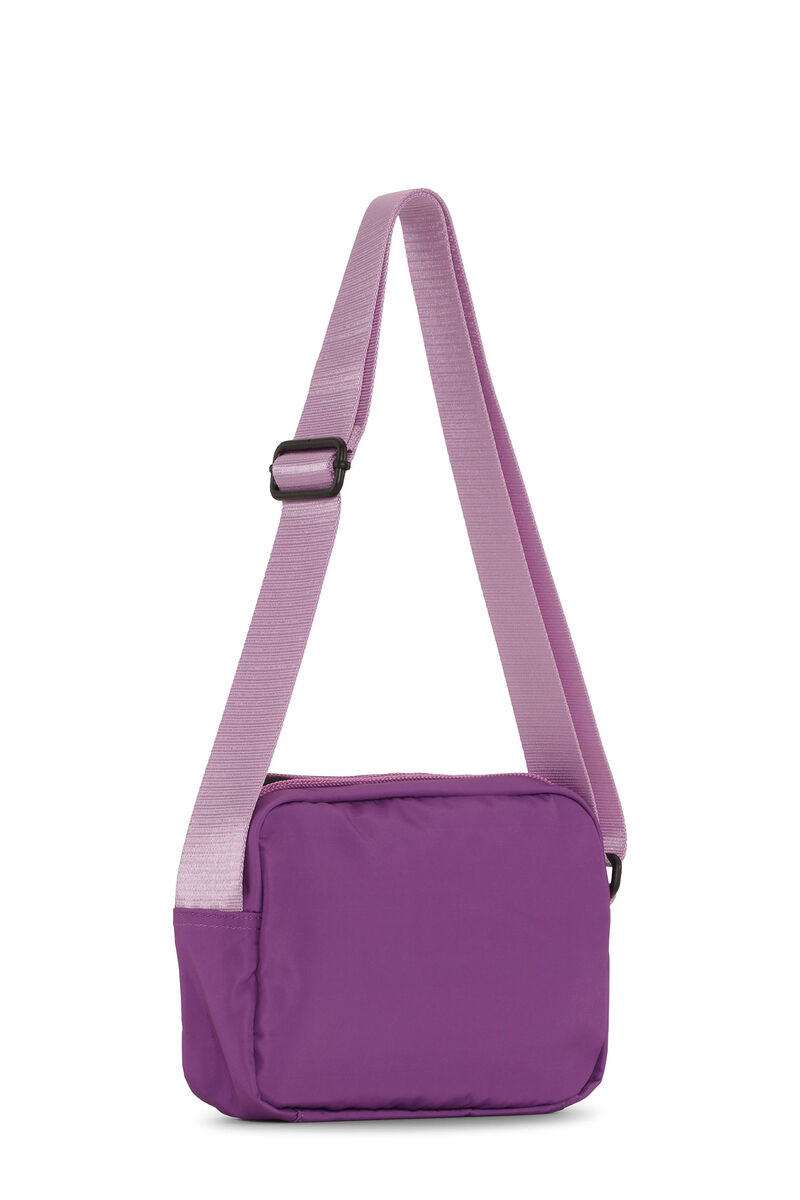Purple Tech Festival Bag, Recycled Polyester, in colour Purple Wine - 2 - GANNI