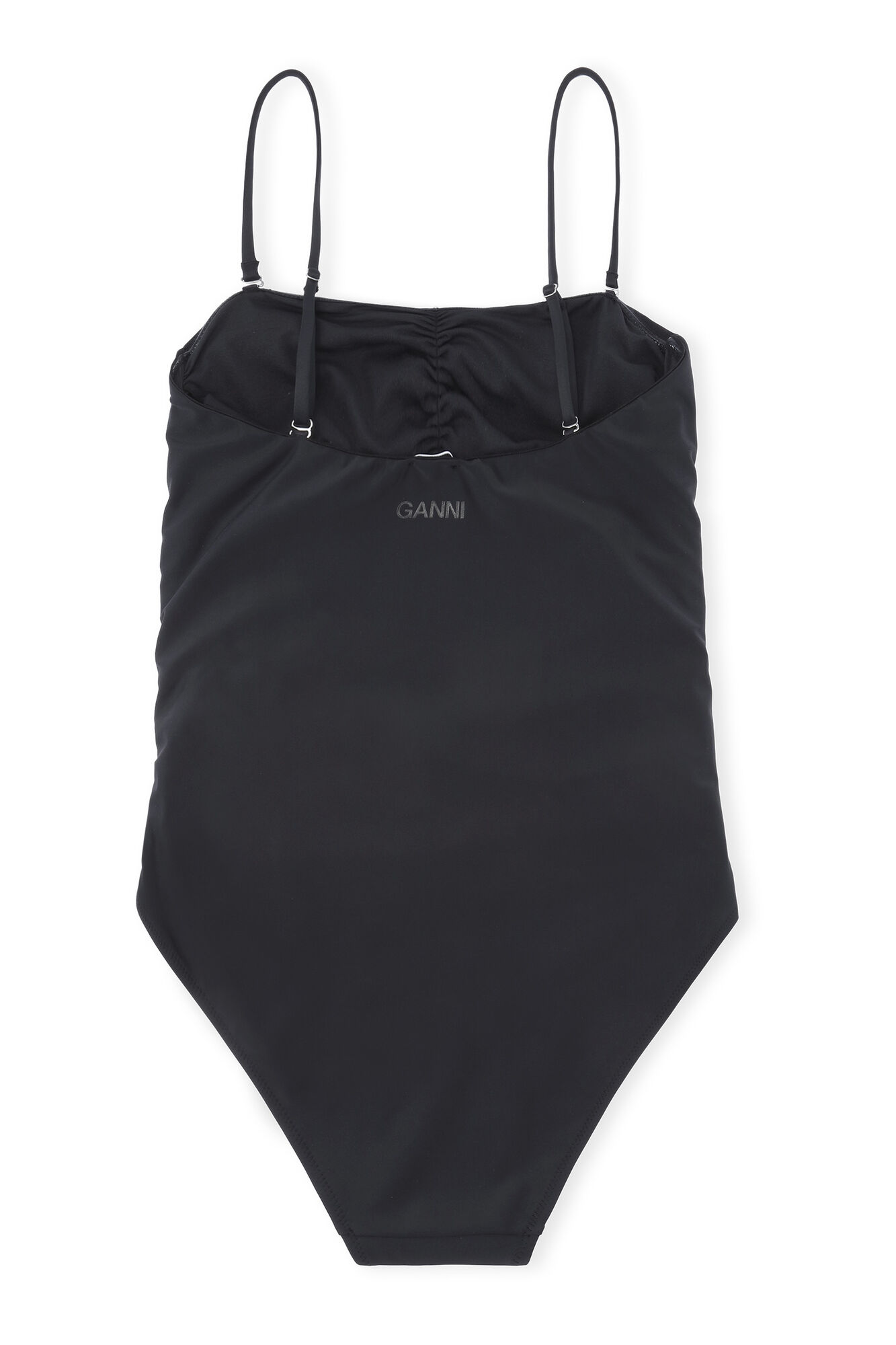 Rynket badedragt, Elastane, in colour Black - 2 - GANNI