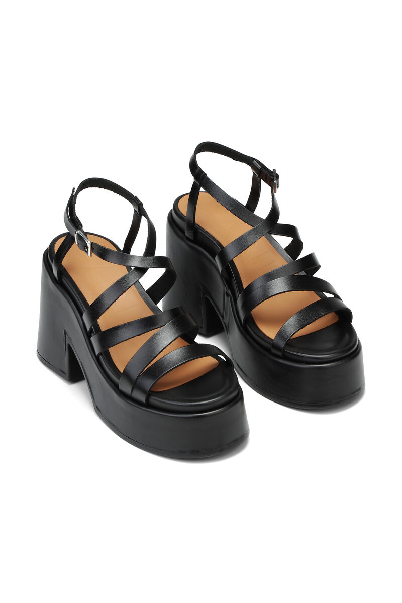 Sandaletten mit klobigem Absatz, Leather, in colour Black - 3 - GANNI