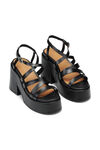 Chunky Heeled Sandals, Leather, in colour Black - 3 - GANNI